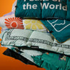 Graphene Puffer Blanket: Peaks of the World Teal Ocean