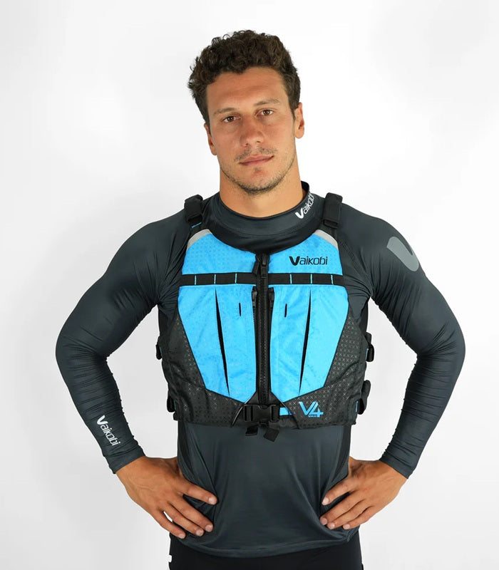 Vaikobi V4 Ocean Racing PFD - Hi-Viz Cyan Blue