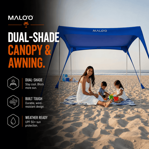 DualShade 10x10 Beach Canopy – Instant Sun Shelter & Vehicle-Mounted Awning