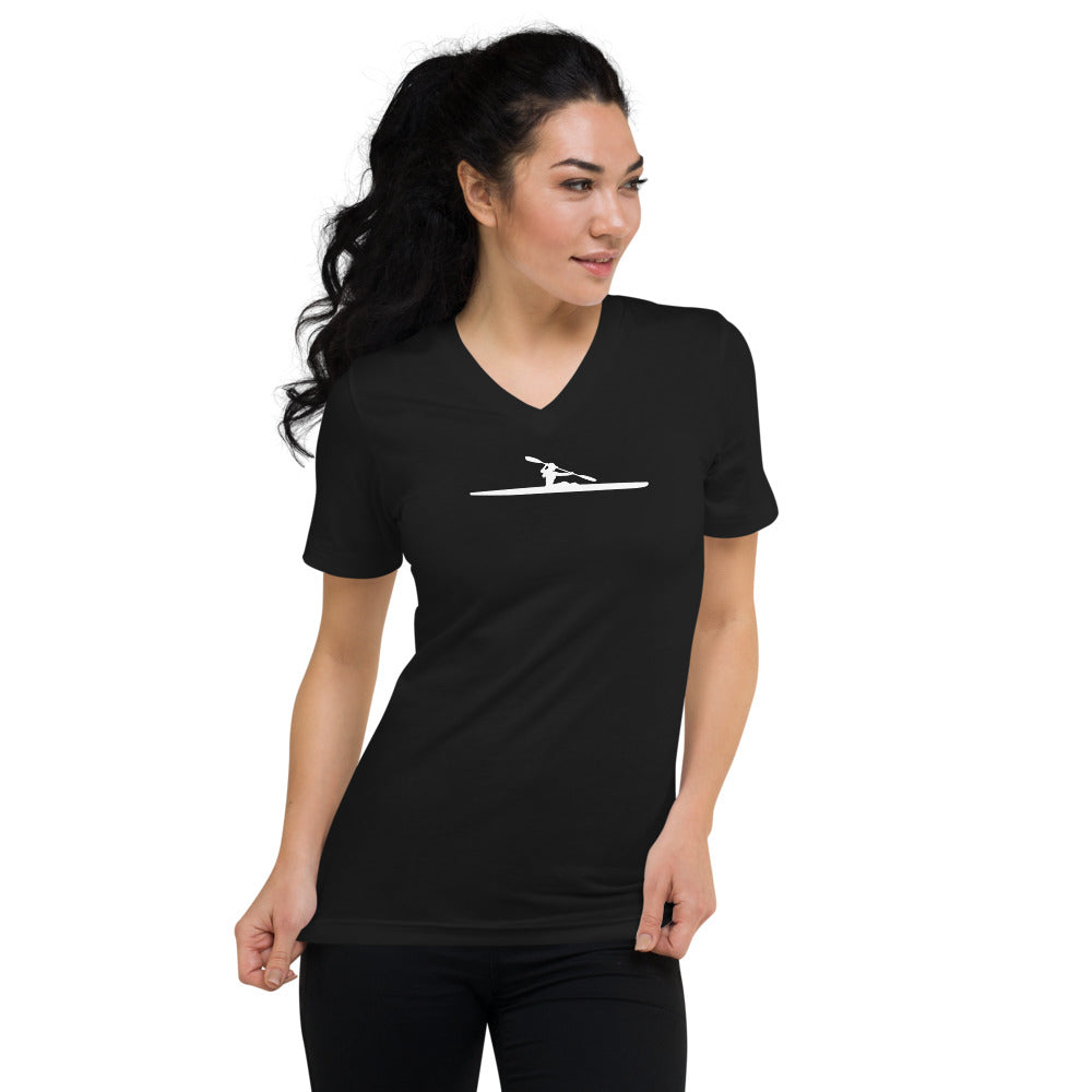 Surfski Short Sleeve V-Neck T-Shirt - black - woman